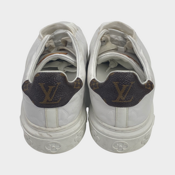 Louis Vuitton Women's Time Out Sneakers Monogram Print Leather White