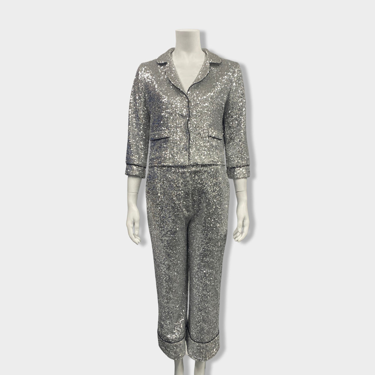 ITMFL silver sequined set of blouse and trousers – Loop Generation