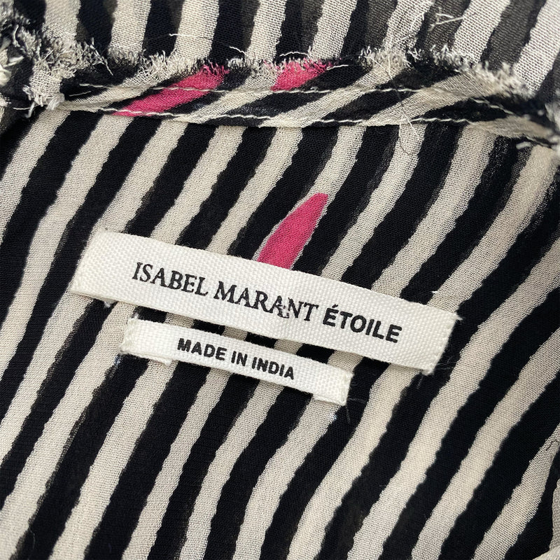 ISABEL MARANT ÉTOILE black and white striped viscose mesh blouse