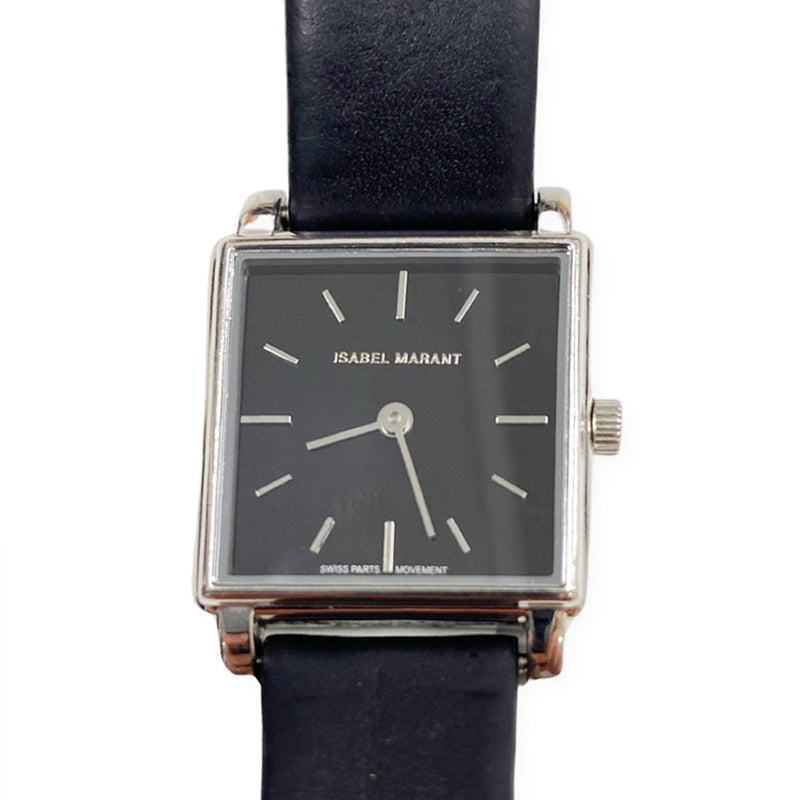second-hand Isabel Marant black leather strap watch 