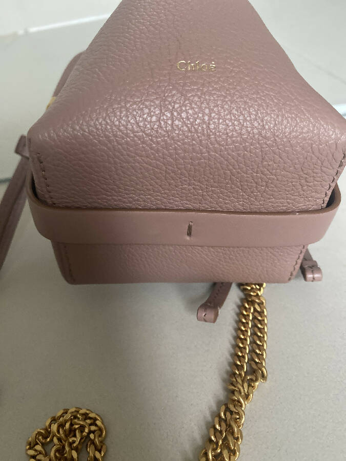 Chloe pink leather micro marcie bucket bag