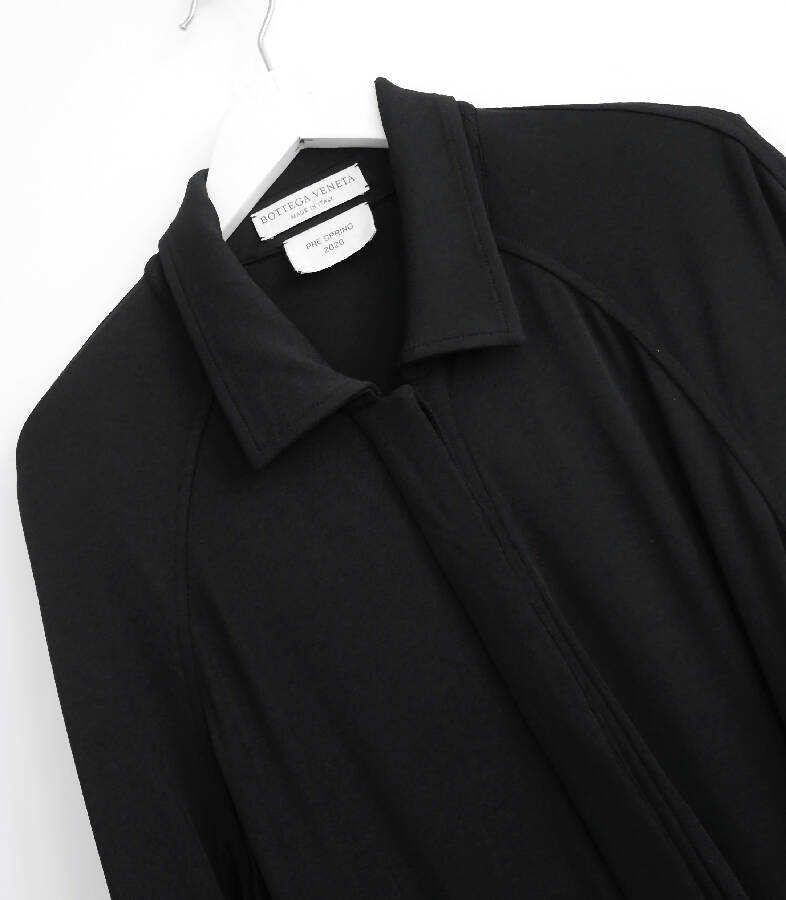 Bottega Veneta black crepe long-sleeved shirt dress