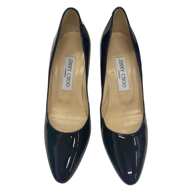 pre-owned JIMMY CHOO black patent leather pumps