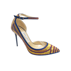 pre-owned JIMMY CHOO multicolour embroidered heels | Size 36.5