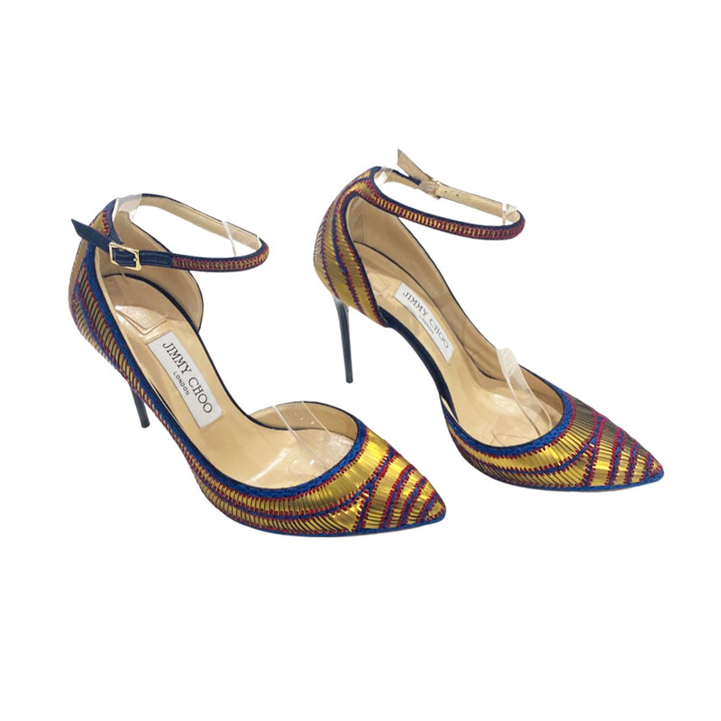 second-hand JIMMY CHOO multicolour embroidered heels | Size 36.5
