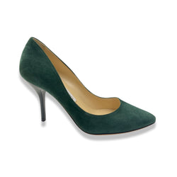 pre-owned JIMMY CHOO emerald green suede pumps | Size 36