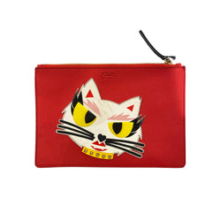 pre-owned KARL LAGERFELD red kitty pouch