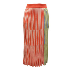 pre-loved KENZO orange and green striped cotton skirt