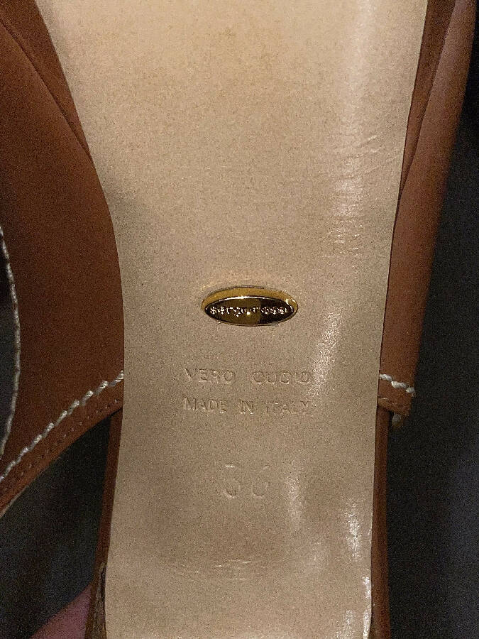 Sergio Rossi brown leather heeled sandals