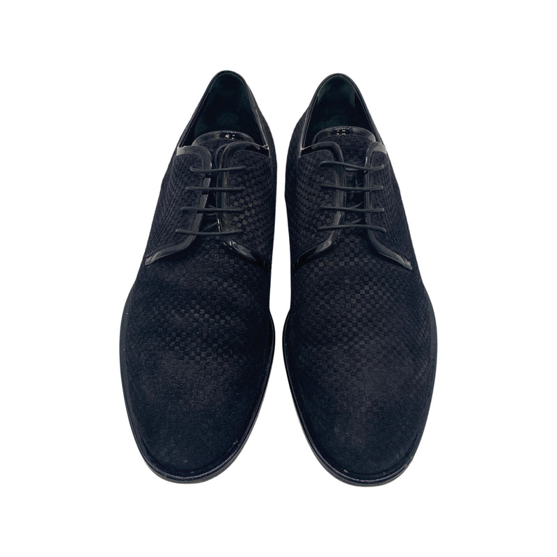 second-hand LOUIS VUITTON black suede lace-up loafers