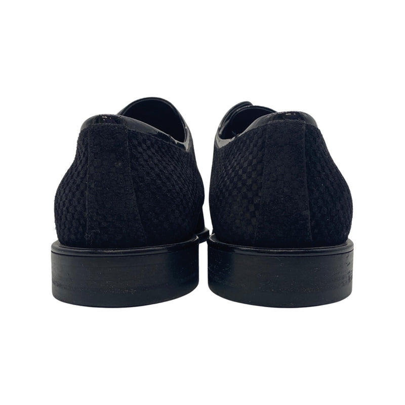 LOUIS VUITTON black suede lace-up loafers