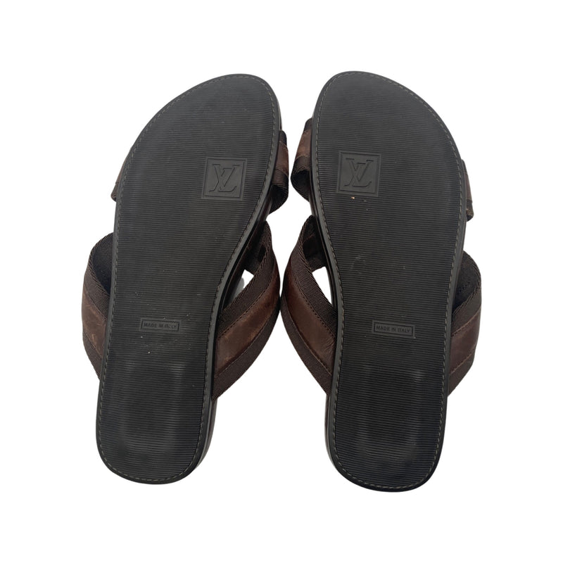 second-hand  LOUIS VUITTON brown leather sandals