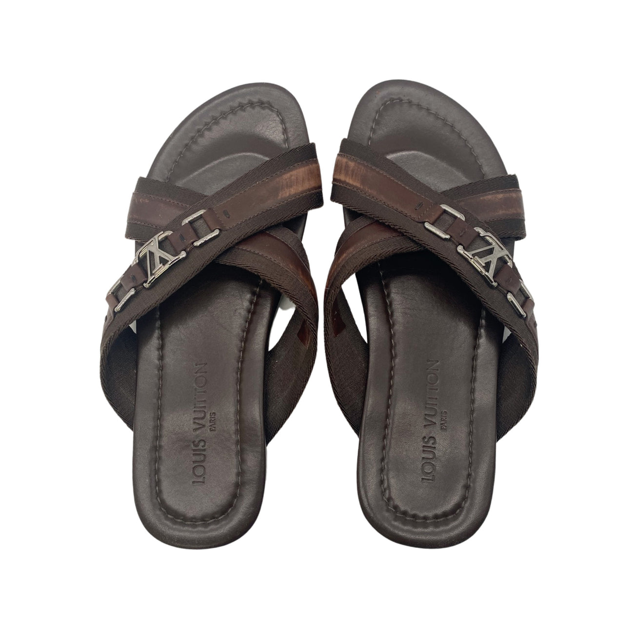 Louis Vuitton LV Monogram Leather Flip Flops - Brown Sandals