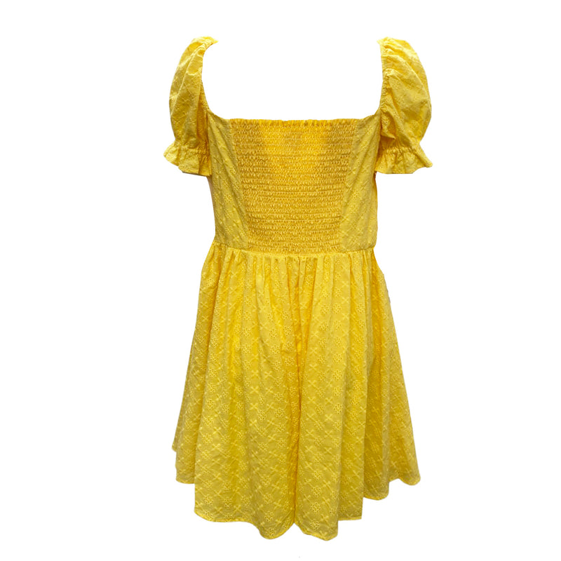 LA SEMAINE yellow cotton crochet mini dress