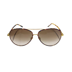 pre-owned LINDA FARROW brown and gold tortoiseshell sunglasses
