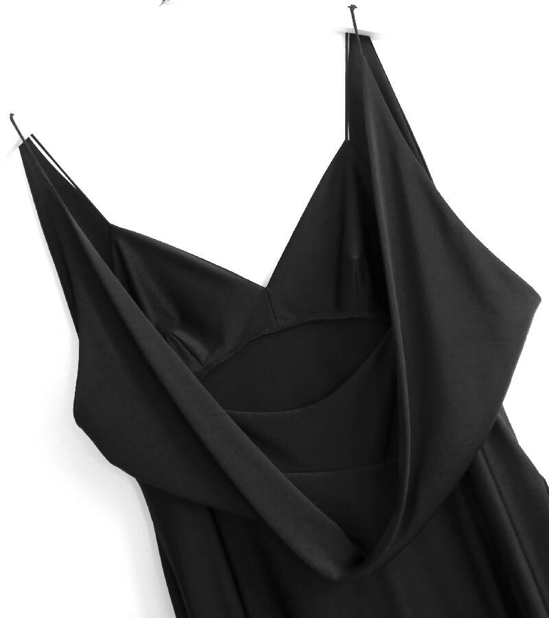 Philosophy black jersey draped dress with handkerchief skirt