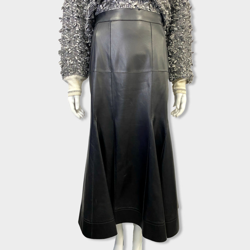 pre-owned LOEWE black lambskin skirt