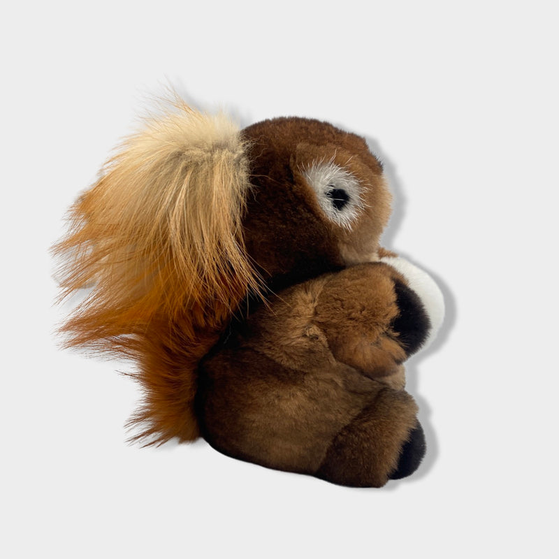 pre-owned LORO PIANA brown and ginger mink fur squirrel with snowball detail