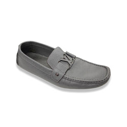 pre-owned LOUIS VUITTON Monte Carlo grey leather mocassin | Size 42.5
