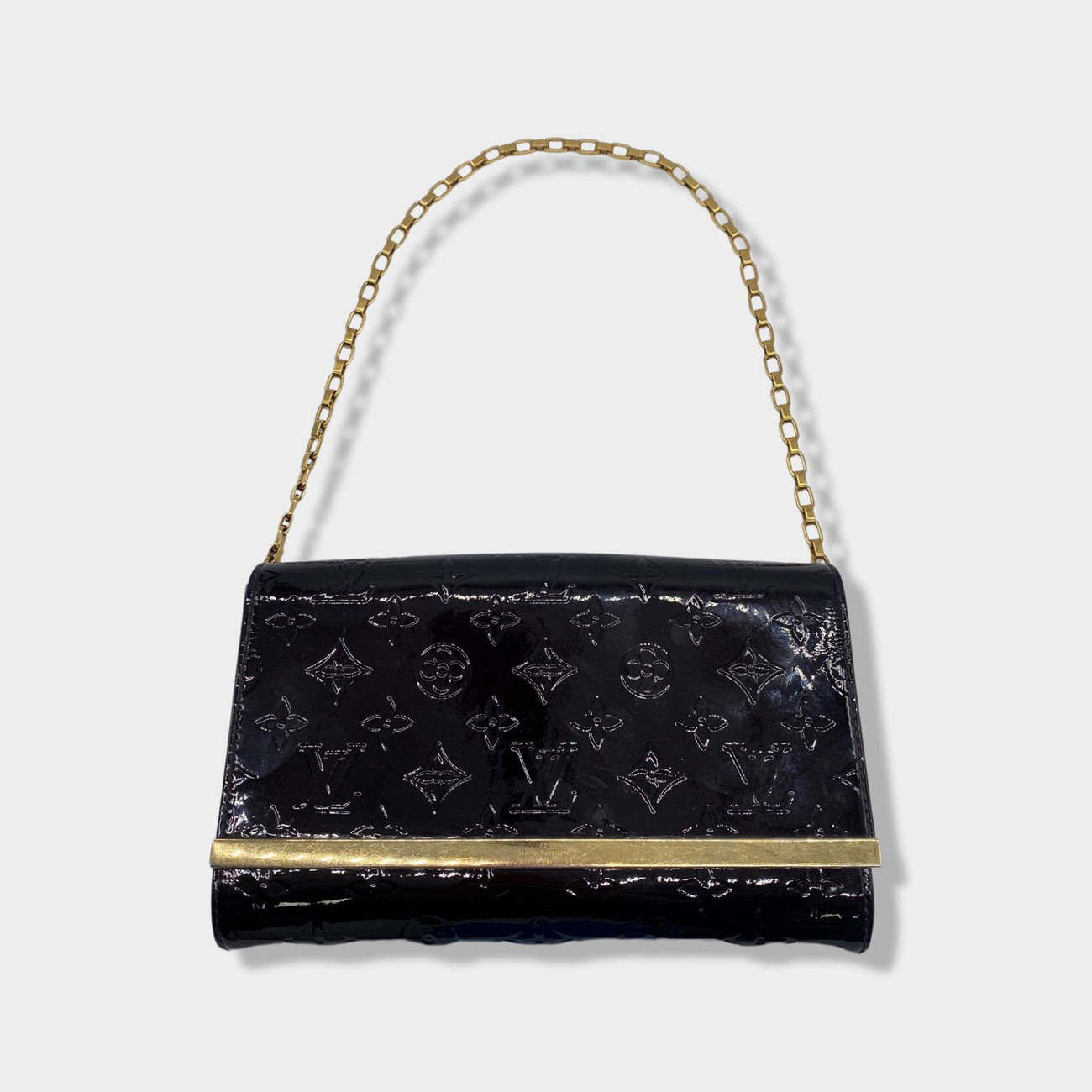 LOUIS VUITTON purple and gold monogram patent leather bag on a chain – Loop  Generation