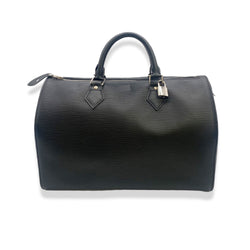 pre-owned LOUIS VUITTON black speedy leather handbag