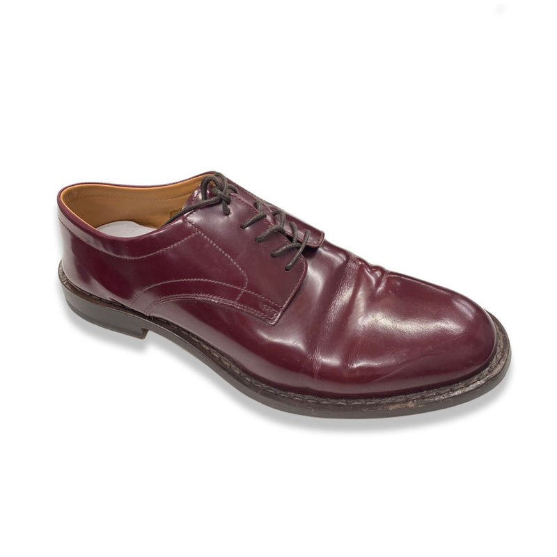 pre-owned MAISON MARGIELA burgundy lace-up leather loafers | Size 42