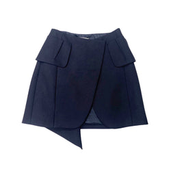pre-owned MAISON MARGIELA navy asymmetrical woolen mini skirt | Size IT40