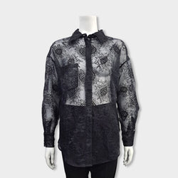pre-owned SANDRA MANSOUR X H&M black sheer blouse
