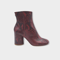 pre-owned MARGIELA burgundy python skin boots
