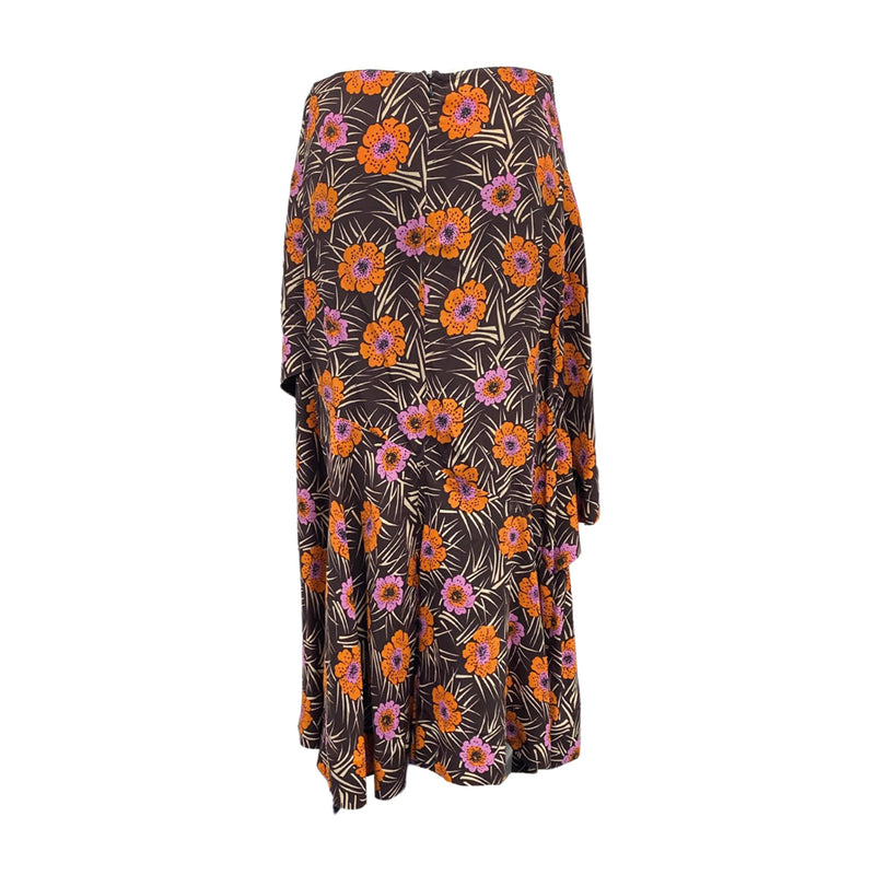 second-hand MARNI brown viscose floral print skirt