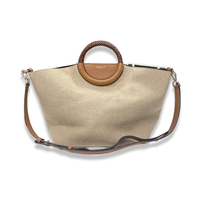 pre-owned MICHAEL KORS brown and beige canvas handbag