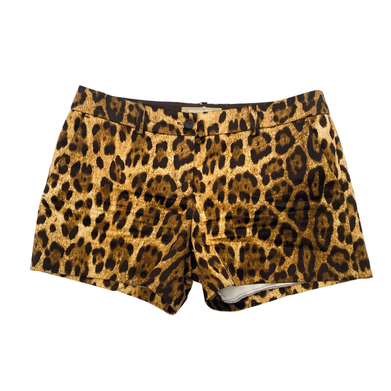pre-loved MICHAEL KORS leopard cotton mini shorts