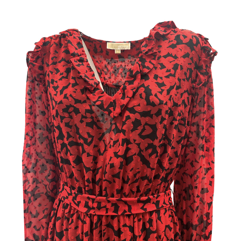 second-hand MICHAEL KORS red and black floral dress