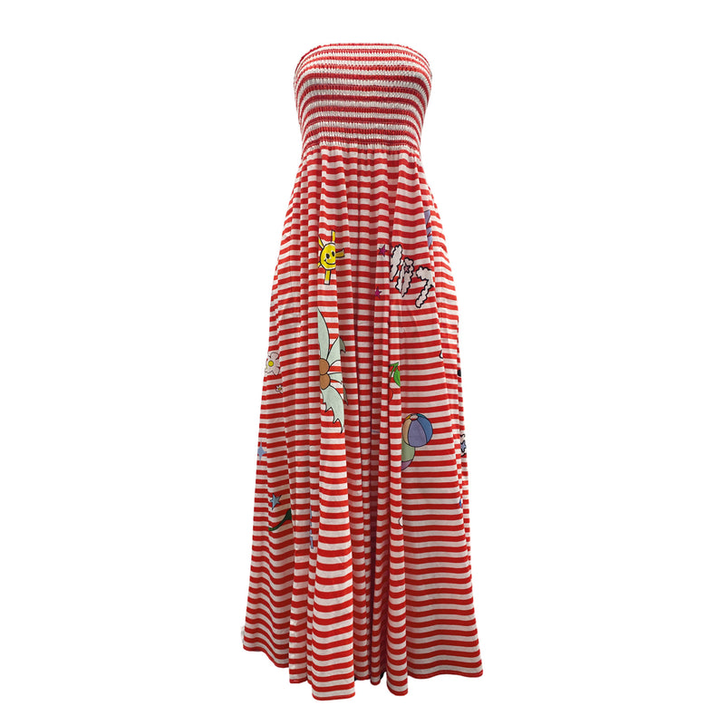pre-loved MIRA MIKATI red and white striped cotton dress