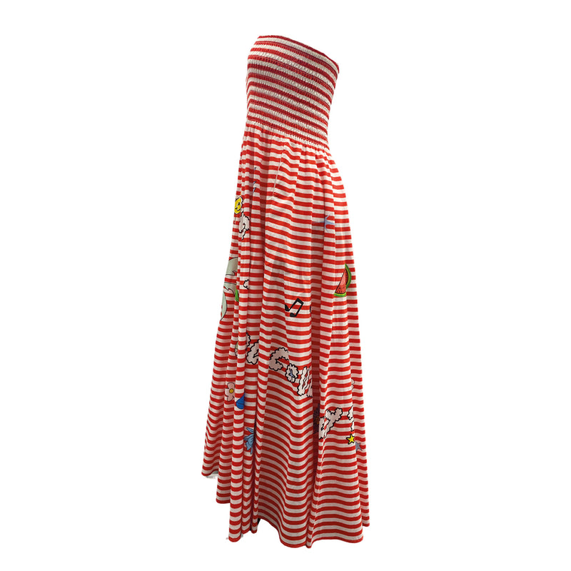 second-hand MIRA MIKATI red and white striped cotton dress