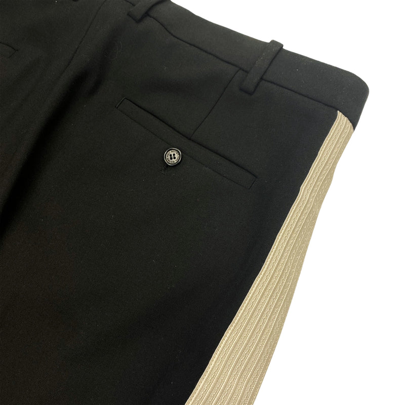 pre-owned NEIL BARRETT black and ecru side stripe woolen trousers