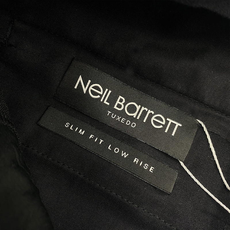NEIL BARRETT black and ecru side stripe woolen trousers
