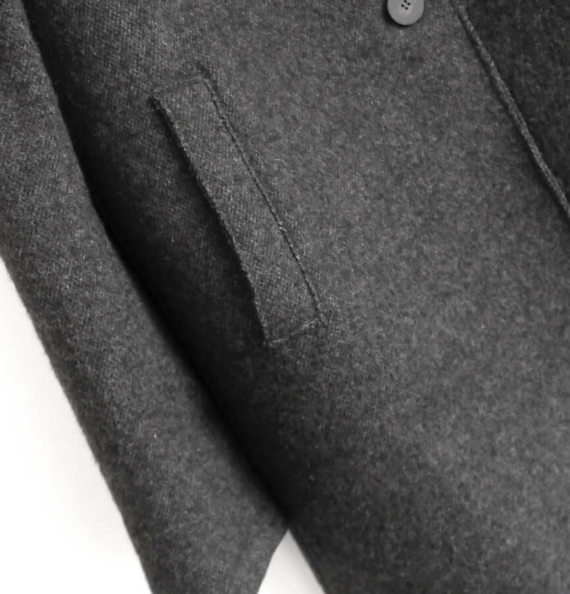 Harris Wharf London women's grey wool coat with raw edged detailing