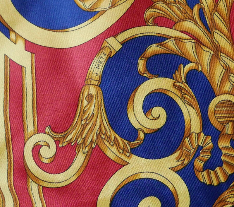 Hermes women's red and blue Les Tuileries Vintage Scarf