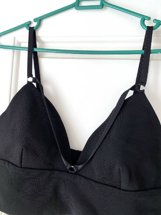 T By Alexander Wang black viscose triangle bralette top