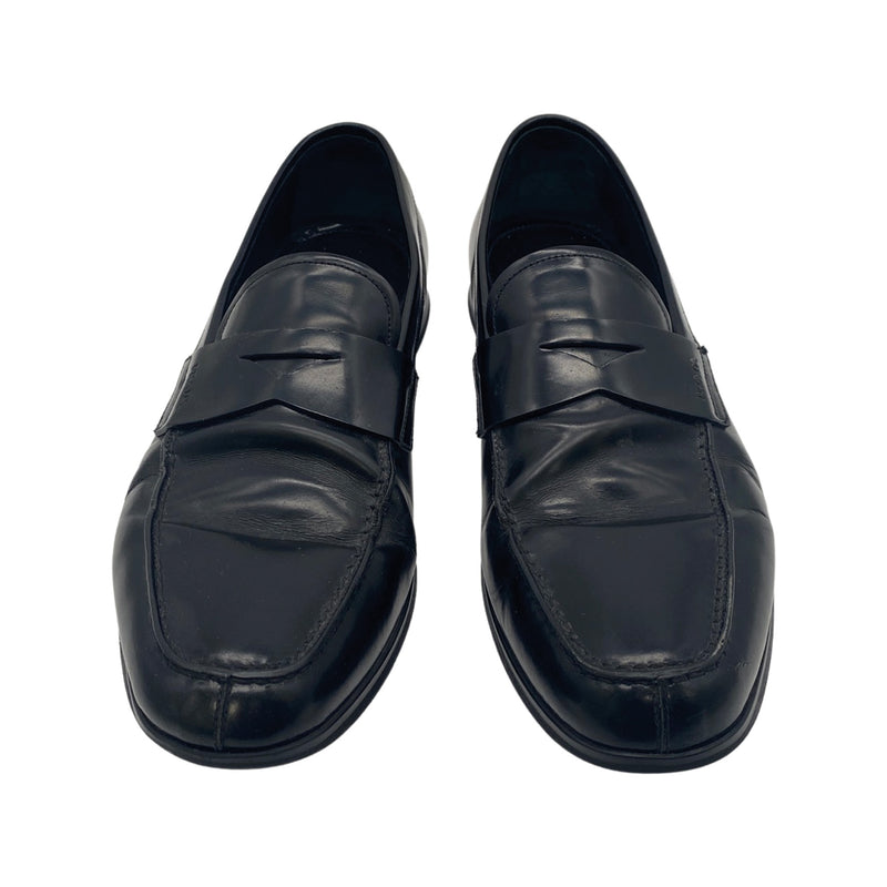 second-hand PRADA black patent leather loafers