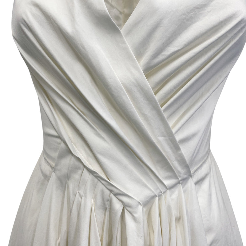 pre-owned PRADA ecru cotton draped dress
