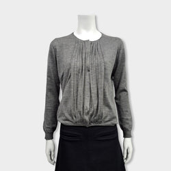 pre-owned PRADA grey wool and silk cardigan