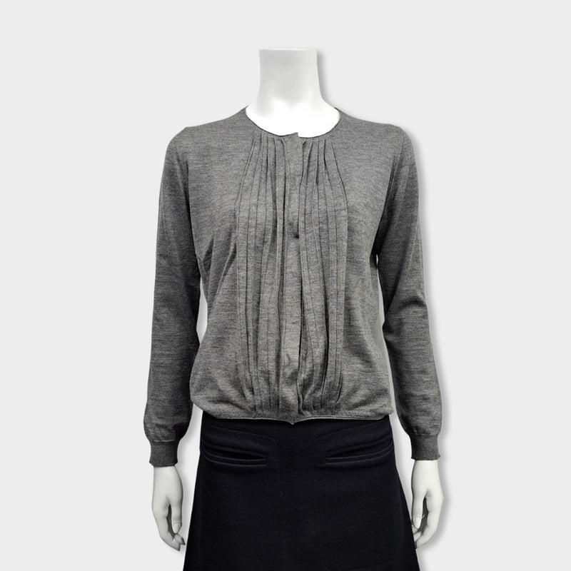 pre-owned PRADA grey wool and silk cardigan
