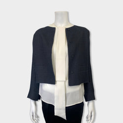 pre-owned PRADA navy viscose and linen jacket | Size FR36