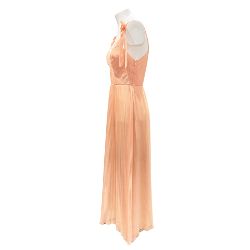 pre-loved PRADA peach sheer pleated midi dress | Size IT40