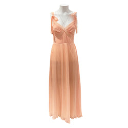 pre-owned PRADA peach sheer pleated midi dress | Size IT40