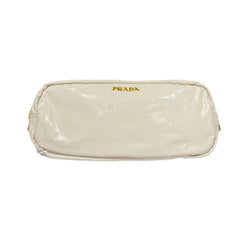 pre-owned PRADA white and gold cosmetic pouch 