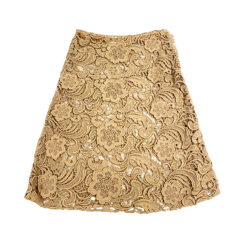 pre-owned PRADA beige floral lace skirt | Size IT40