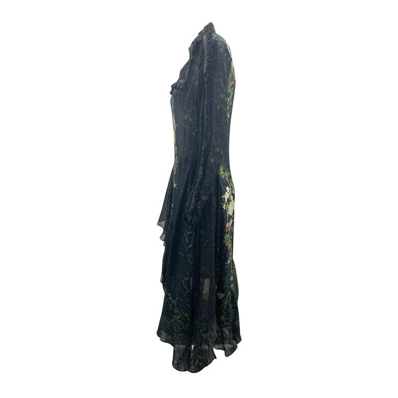 second-hand PREEN BY THORNTON BREGAZZI black and green silk dress 